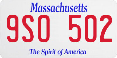 MA license plate 9SO502