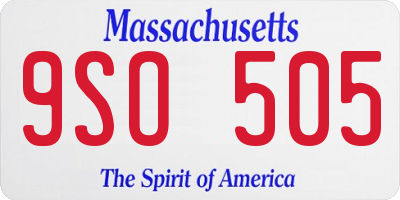 MA license plate 9SO505