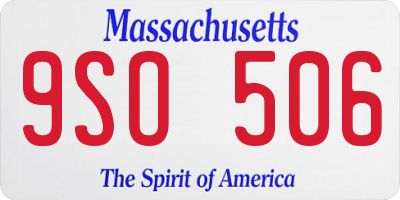 MA license plate 9SO506
