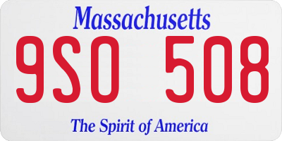 MA license plate 9SO508