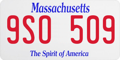 MA license plate 9SO509