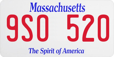 MA license plate 9SO520