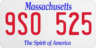 MA license plate 9SO525