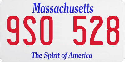 MA license plate 9SO528
