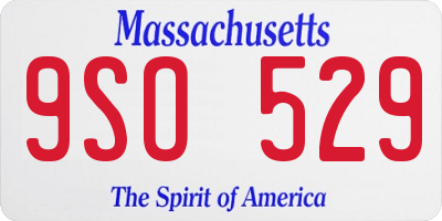 MA license plate 9SO529