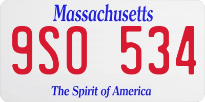 MA license plate 9SO534