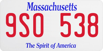 MA license plate 9SO538