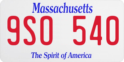 MA license plate 9SO540