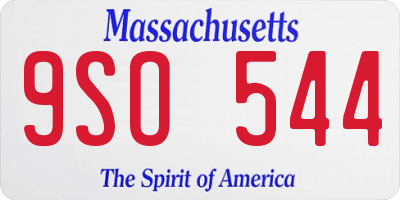 MA license plate 9SO544