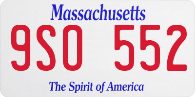 MA license plate 9SO552