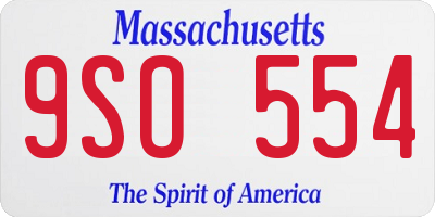 MA license plate 9SO554