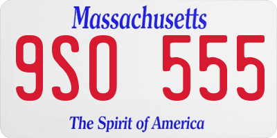 MA license plate 9SO555