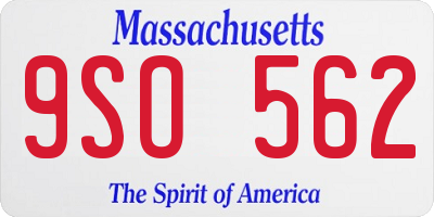 MA license plate 9SO562