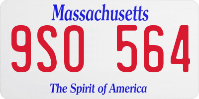 MA license plate 9SO564