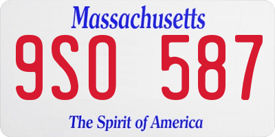 MA license plate 9SO587