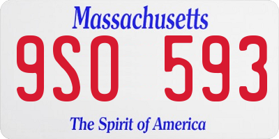 MA license plate 9SO593