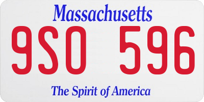 MA license plate 9SO596