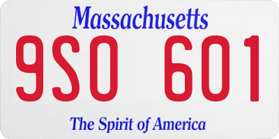 MA license plate 9SO601