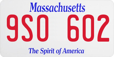 MA license plate 9SO602