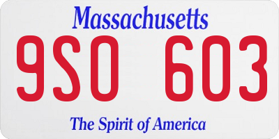MA license plate 9SO603