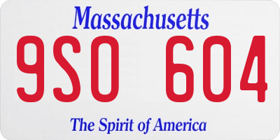 MA license plate 9SO604