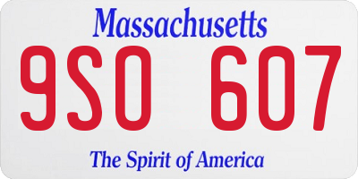 MA license plate 9SO607