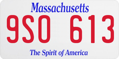 MA license plate 9SO613