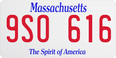 MA license plate 9SO616