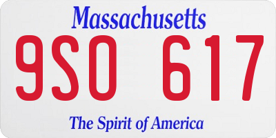 MA license plate 9SO617