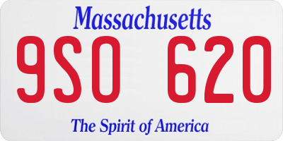 MA license plate 9SO620