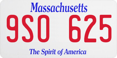 MA license plate 9SO625