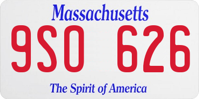 MA license plate 9SO626