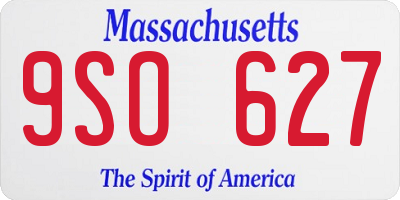 MA license plate 9SO627