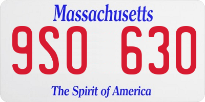 MA license plate 9SO630