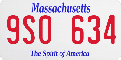 MA license plate 9SO634