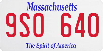 MA license plate 9SO640