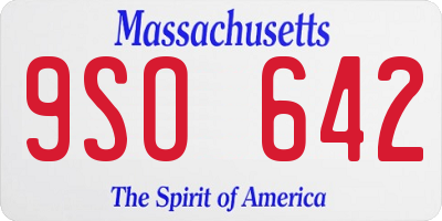 MA license plate 9SO642