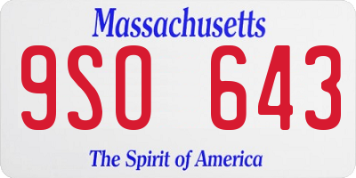 MA license plate 9SO643