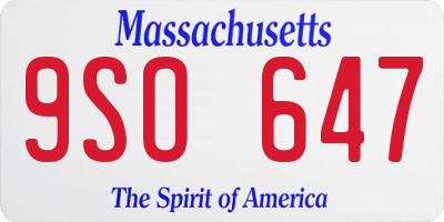 MA license plate 9SO647