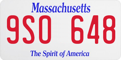 MA license plate 9SO648