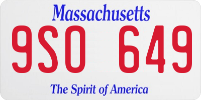 MA license plate 9SO649