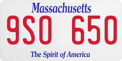MA license plate 9SO650