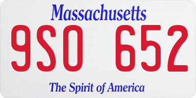 MA license plate 9SO652