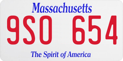 MA license plate 9SO654
