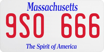 MA license plate 9SO666