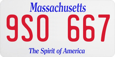 MA license plate 9SO667