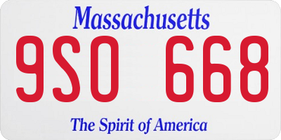 MA license plate 9SO668