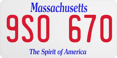 MA license plate 9SO670