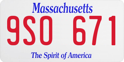 MA license plate 9SO671