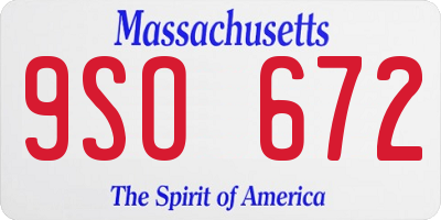 MA license plate 9SO672